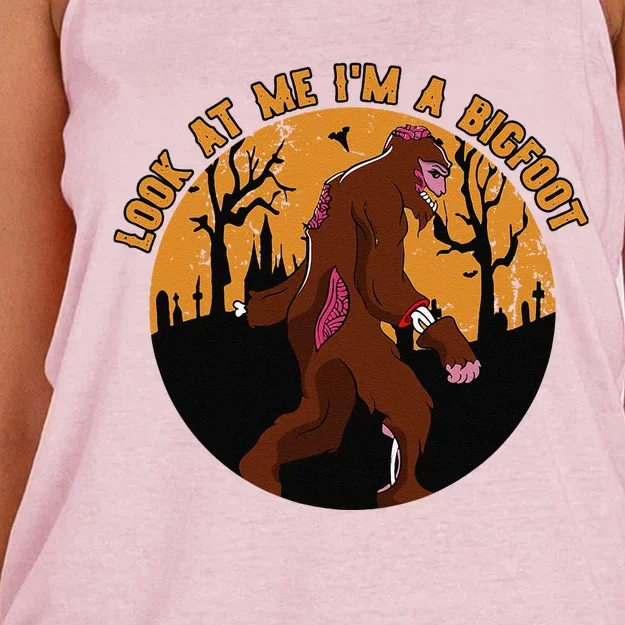 Look At Me Im A Bigfoot Halloween Costume Bigfoot Gift Women's Knotted Racerback Tank