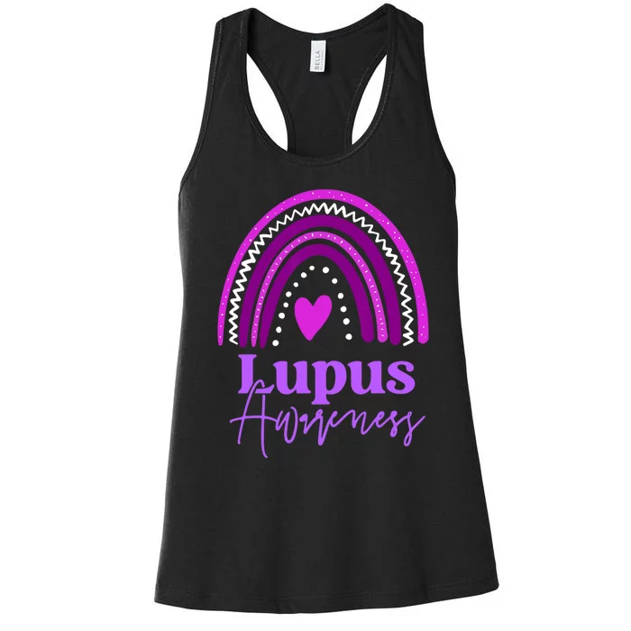 Lupus Awareness Month Purple Rainbow heart for wo Women's Racerback Tank