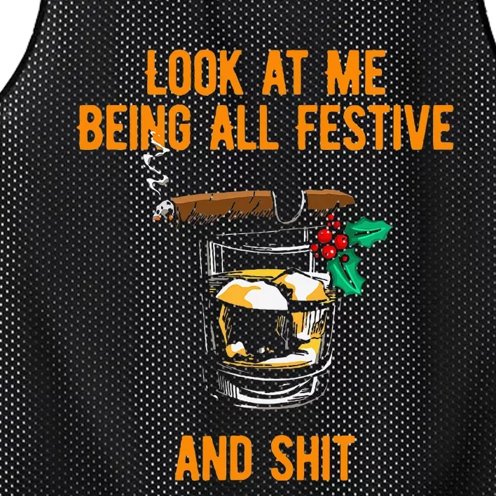 Look at Me Being Festive and Shit Christmas Pun Drinking Mesh Reversible Basketball Jersey Tank