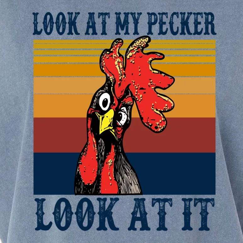 Look At My Pecker Look At It Apparel Funny Chicken Design Garment-Dyed Women's Muscle Tee