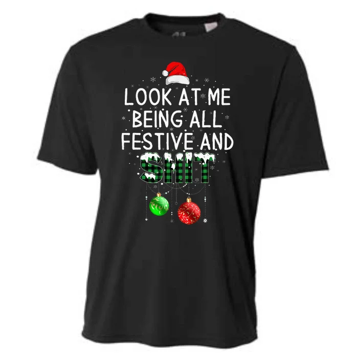 look at me being all festive Funny Christmas Cooling Performance Crew T-Shirt