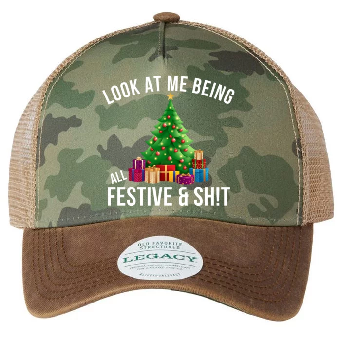 Look At Me Being All Festive And Sh!T Funny Christmas Sarcastic Holiday Legacy Tie Dye Trucker Hat