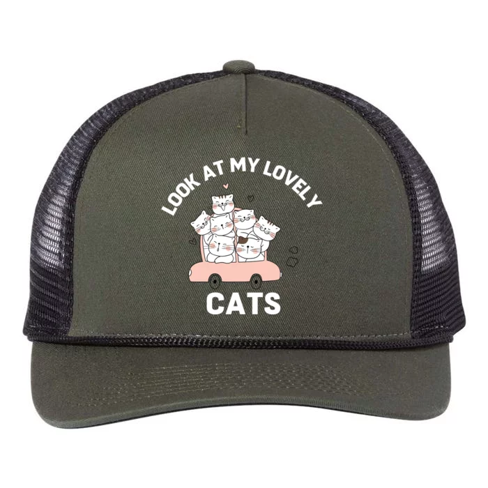 Look At My Lovely Cats ,Funny Siamese Cat Retro Rope Trucker Hat Cap