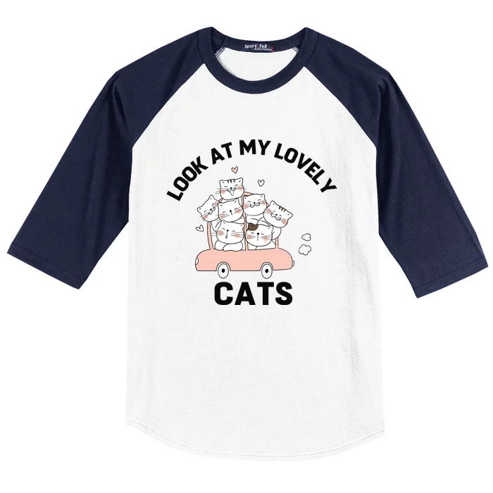 Look At My Lovely Cats ,Funny Siamese Cat Baseball Sleeve Shirt