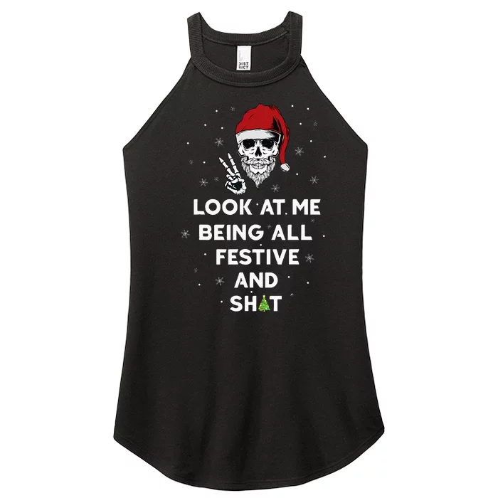 Look At Me Being All Festive And Shits Humorous Xmas Women’s Perfect Tri Rocker Tank