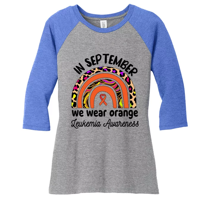 Leukemia Awareness Month Gift Rainbow We Wear Orange Meaningful Gift Women's Tri-Blend 3/4-Sleeve Raglan Shirt