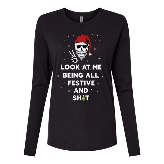 Look At Me Being All Festive And Shits Humorous Xmas 2024 Womens Cotton Relaxed Long Sleeve T-Shirt