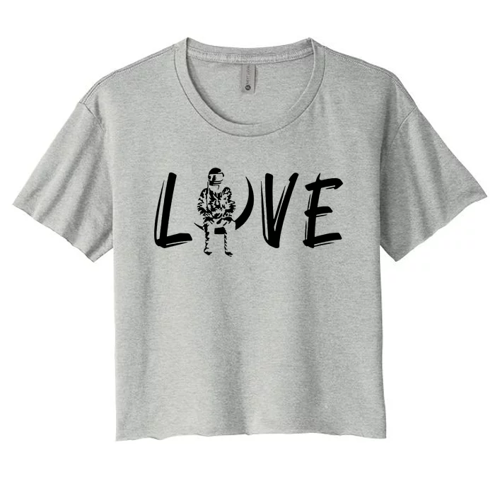 Love Astronaut Moon Art Women's Crop Top Tee