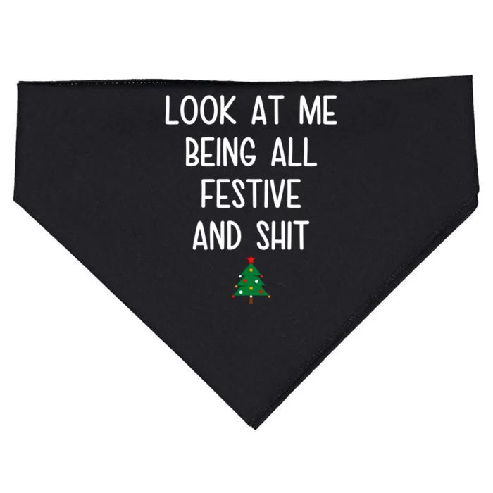 Look At Me Being All Festive And Shit Funny Christmas Tree USA-Made Doggie Bandana