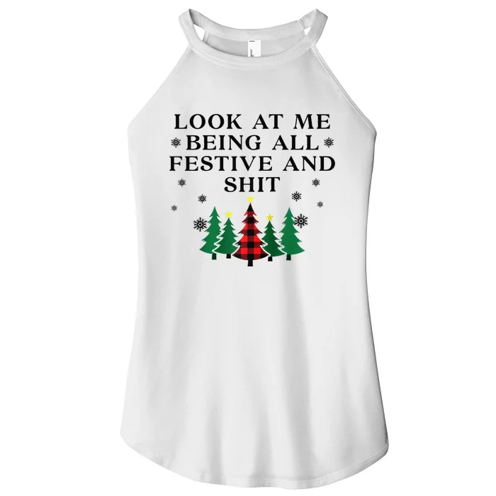 Look At Me Being All Festive and Shits Funny Xmas Women’s Perfect Tri Rocker Tank