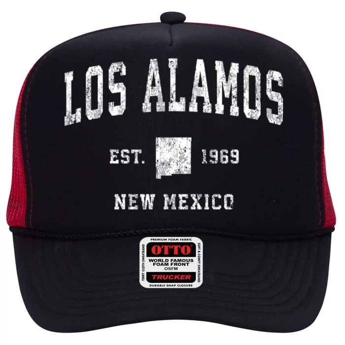 Los Alamos New Mexico Nm Vintage Athletic Sports High Crown Mesh Trucker Hat