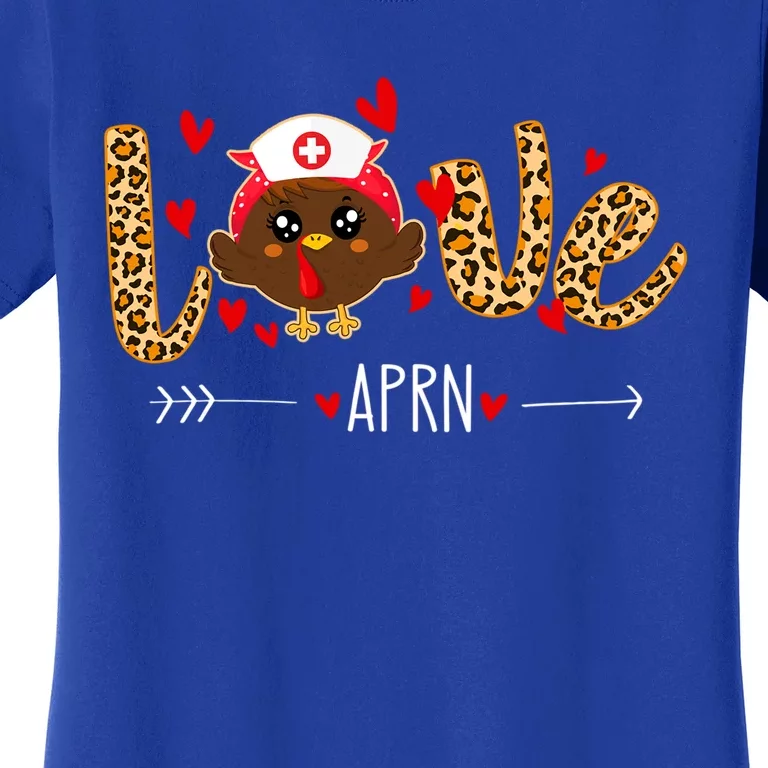 Love Aprn Nurse Leopard Thanksgiving Cute Turkey Nursing Funny Gift Women's T-Shirt