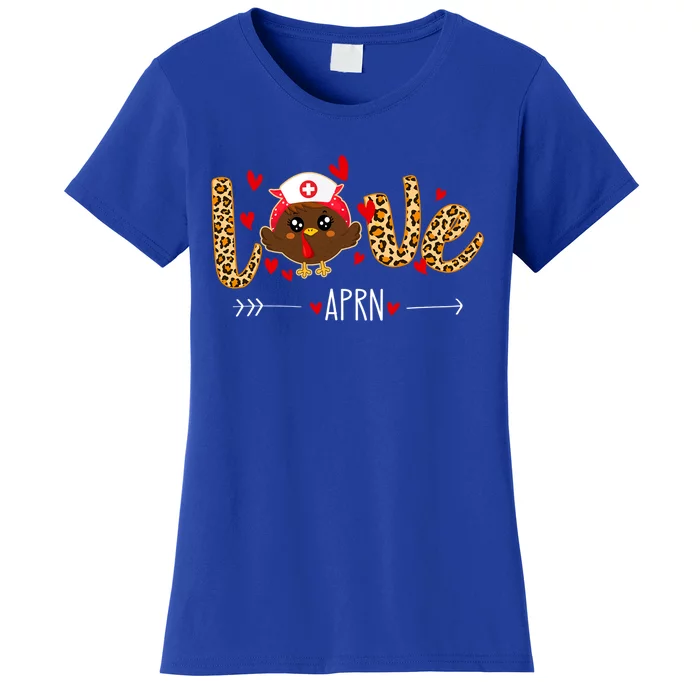 Love Aprn Nurse Leopard Thanksgiving Cute Turkey Nursing Funny Gift Women's T-Shirt