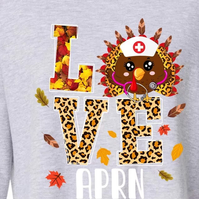 Love Aprn Nurse Leopard Turkey Leopard Nursing Thanksgiving Cute Gift Cropped Pullover Crew