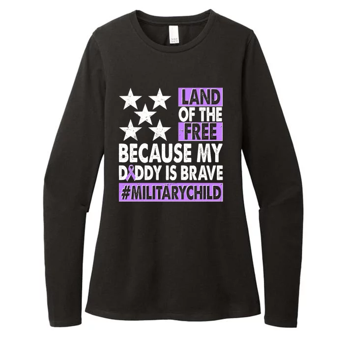 Land Of The Free Because My Daddy Is Brave Military Child Womens CVC Long Sleeve Shirt