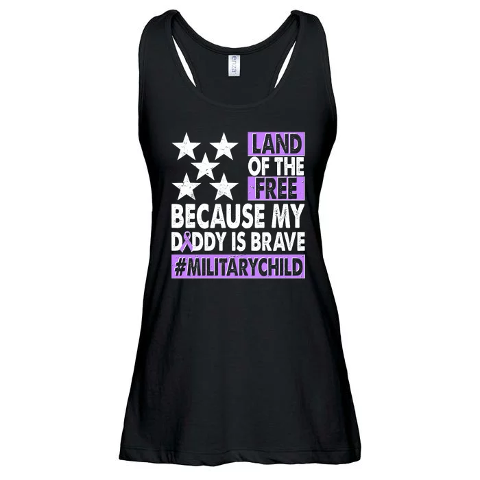 Land Of The Free Because My Daddy Is Brave Military Child Ladies Essential Flowy Tank