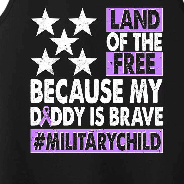 Land Of The Free Because My Daddy Is Brave Military Child Performance Tank