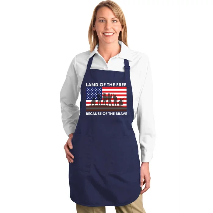 Land Of The Free Because Of The Brave Full-Length Apron With Pocket