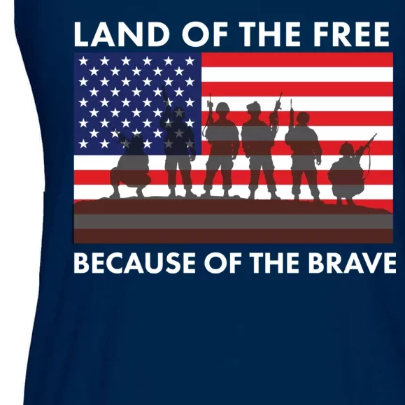 Land Of The Free Because Of The Brave Ladies Essential Flowy Tank