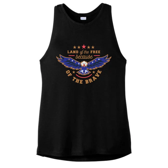 Land Of The Free Because Of The Brave Eagle Ladies Tri-Blend Wicking Tank