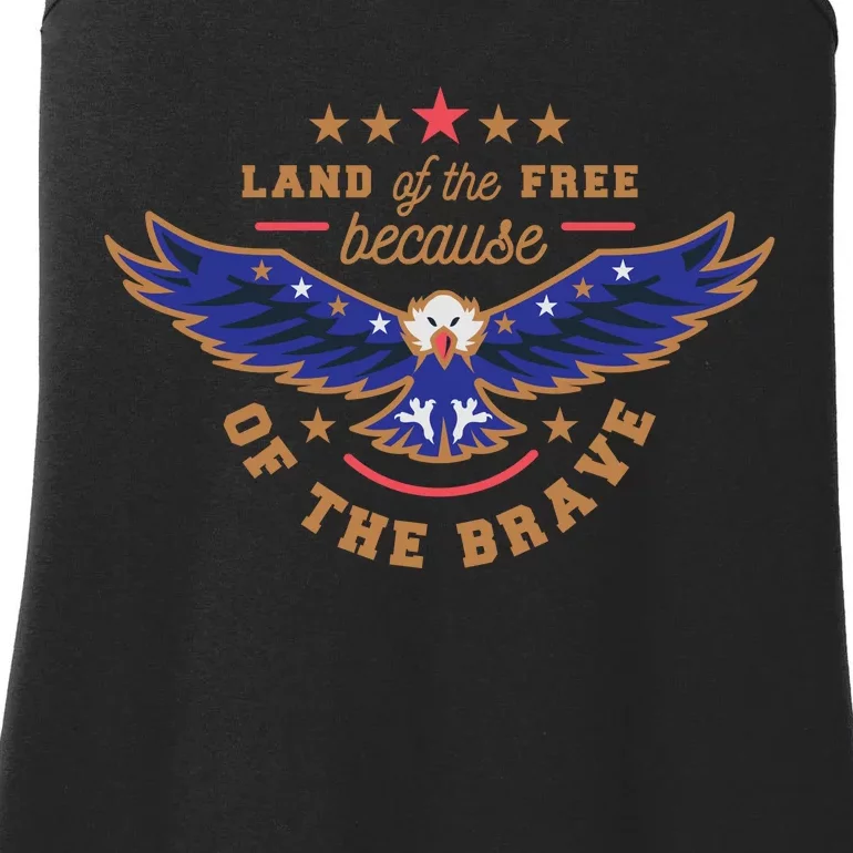 Land Of The Free Because Of The Brave Eagle Ladies Essential Tank