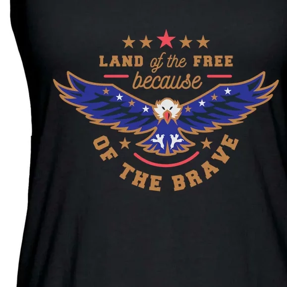 Land Of The Free Because Of The Brave Eagle Ladies Essential Flowy Tank