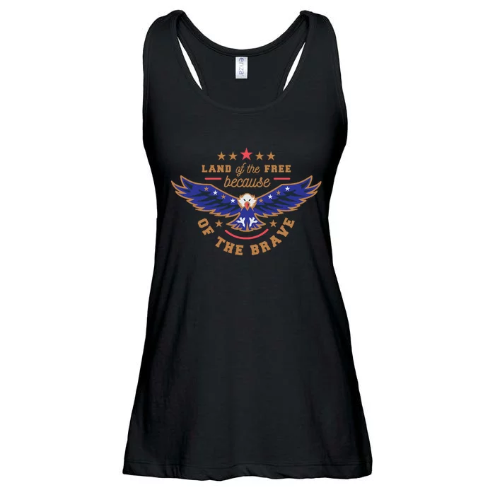 Land Of The Free Because Of The Brave Eagle Ladies Essential Flowy Tank