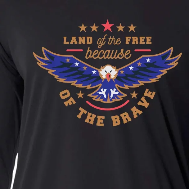 Land Of The Free Because Of The Brave Eagle Cooling Performance Long Sleeve Crew