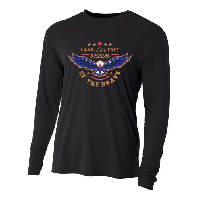 Land Of The Free Because Of The Brave Eagle Cooling Performance Long Sleeve Crew