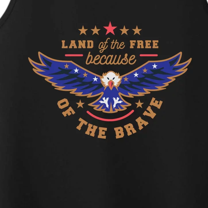 Land Of The Free Because Of The Brave Eagle Performance Tank