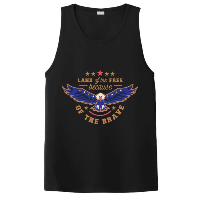 Land Of The Free Because Of The Brave Eagle Performance Tank