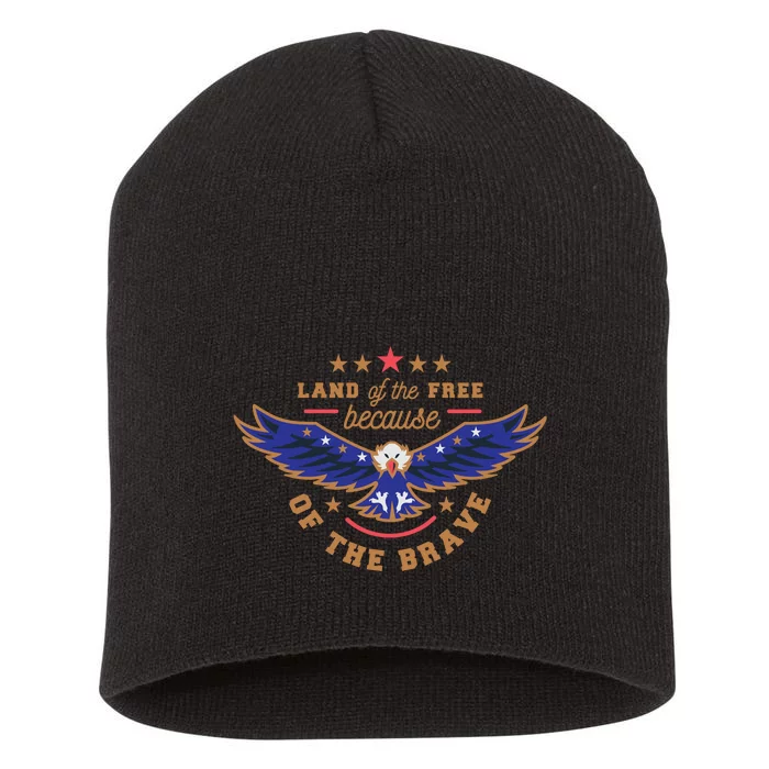 Land Of The Free Because Of The Brave Eagle Short Acrylic Beanie