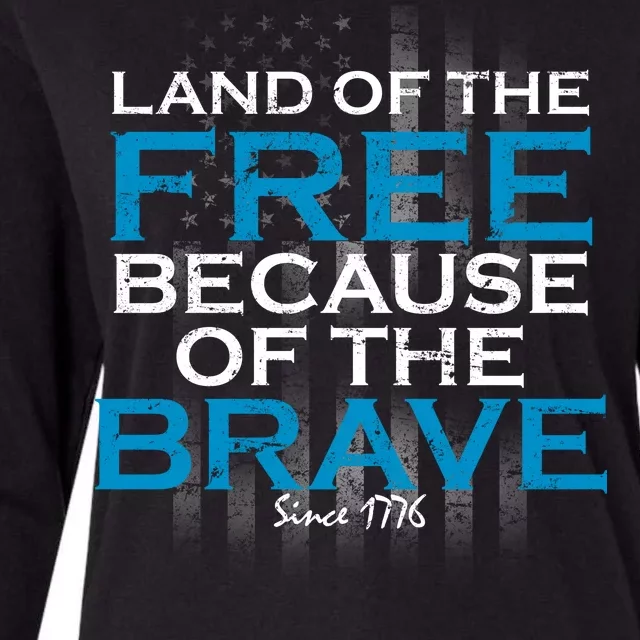 Land Of The Free Because Of The Brave USA Womens Cotton Relaxed Long Sleeve T-Shirt