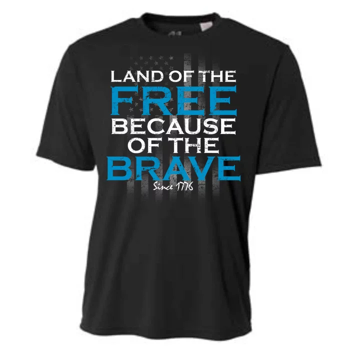 Land Of The Free Because Of The Brave USA Cooling Performance Crew T-Shirt