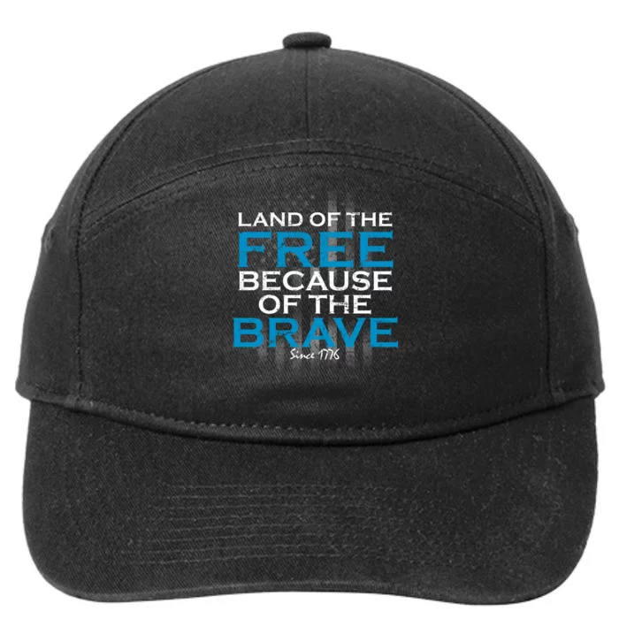 Land Of The Free Because Of The Brave USA 7-Panel Snapback Hat