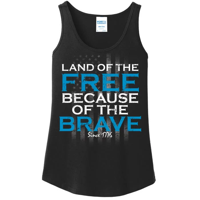 Land Of The Free Because Of The Brave USA Ladies Essential Tank