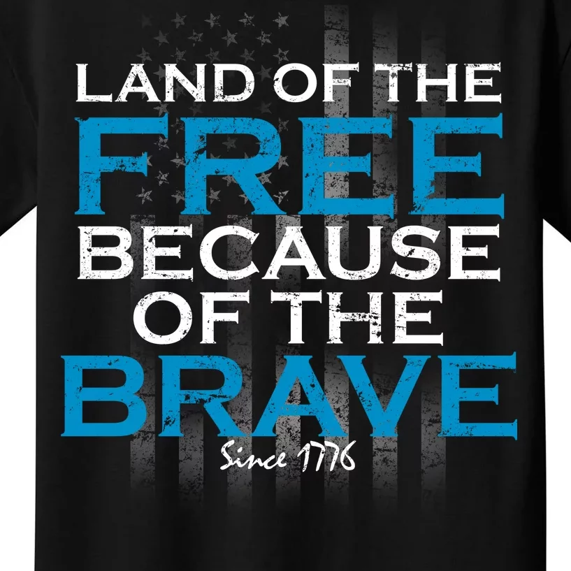 Land Of The Free Because Of The Brave USA Kids T-Shirt