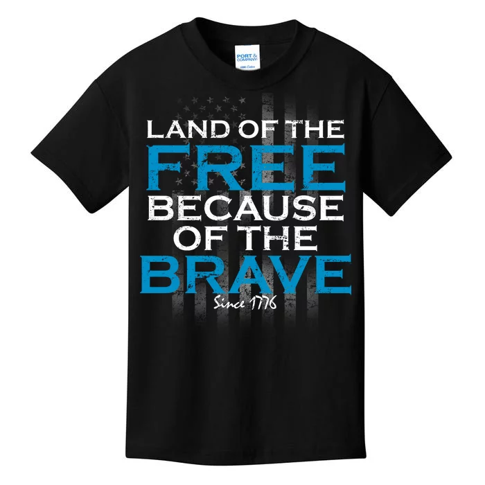 Land Of The Free Because Of The Brave USA Kids T-Shirt