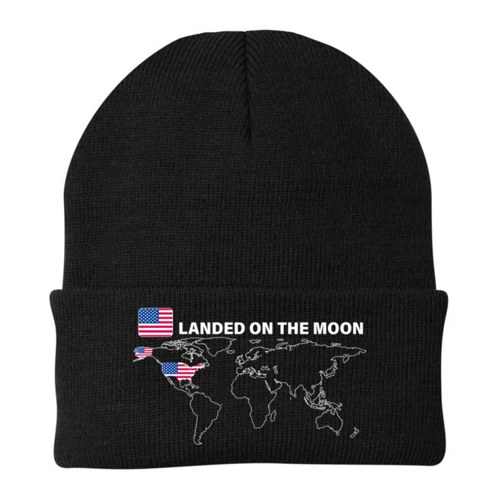 Landed On The Moon USA Map Knit Cap Winter Beanie