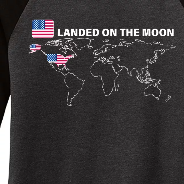 Landed On The Moon USA Map Women's Tri-Blend 3/4-Sleeve Raglan Shirt