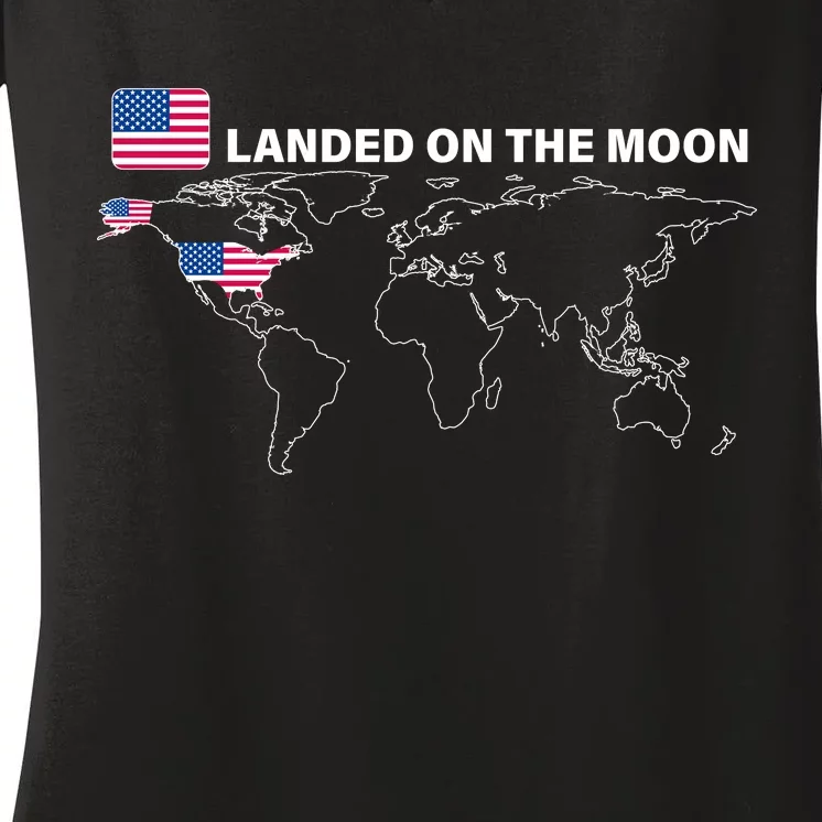 Landed On The Moon USA Map Women's V-Neck T-Shirt