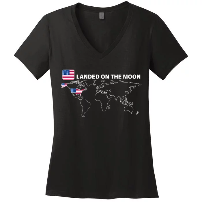 Landed On The Moon USA Map Women's V-Neck T-Shirt