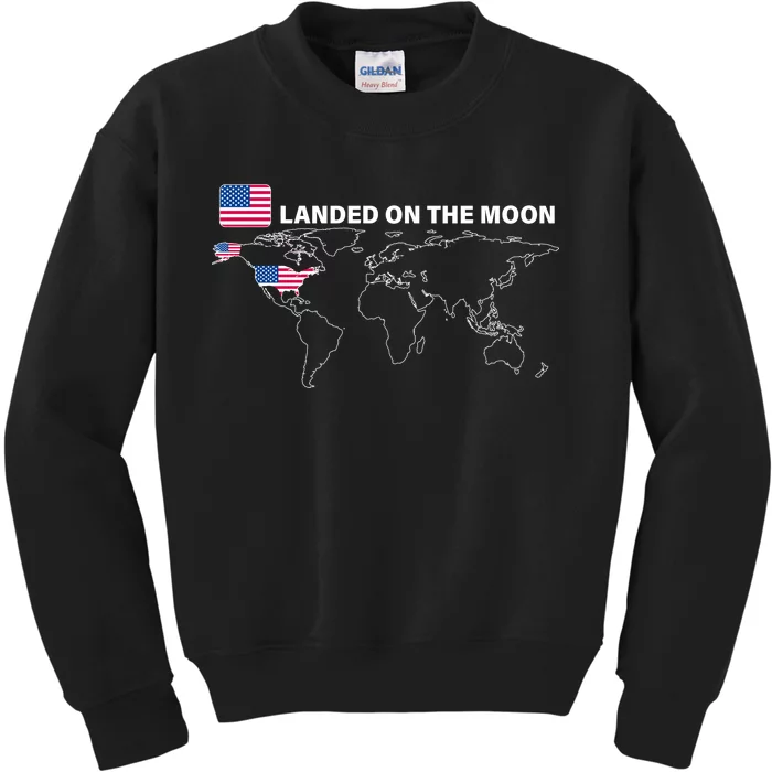 Landed On The Moon USA Map Kids Sweatshirt