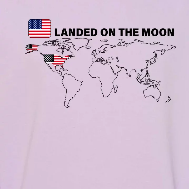 Landed On The Moon USA Map Garment-Dyed Sweatshirt