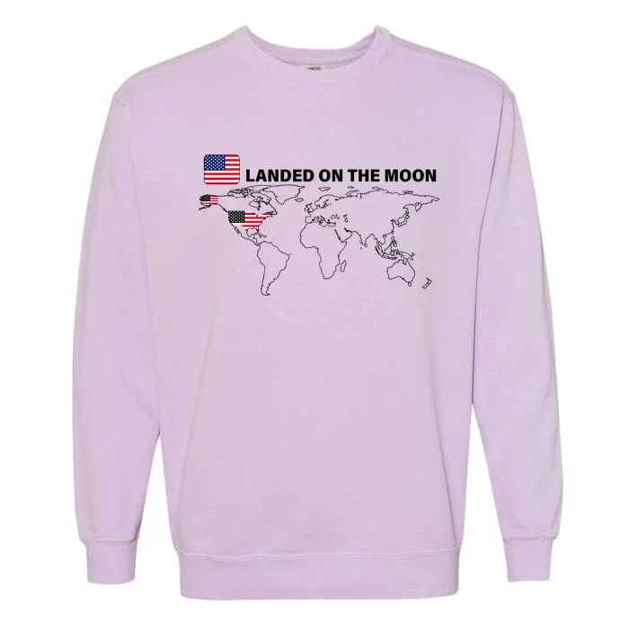 Landed On The Moon USA Map Garment-Dyed Sweatshirt