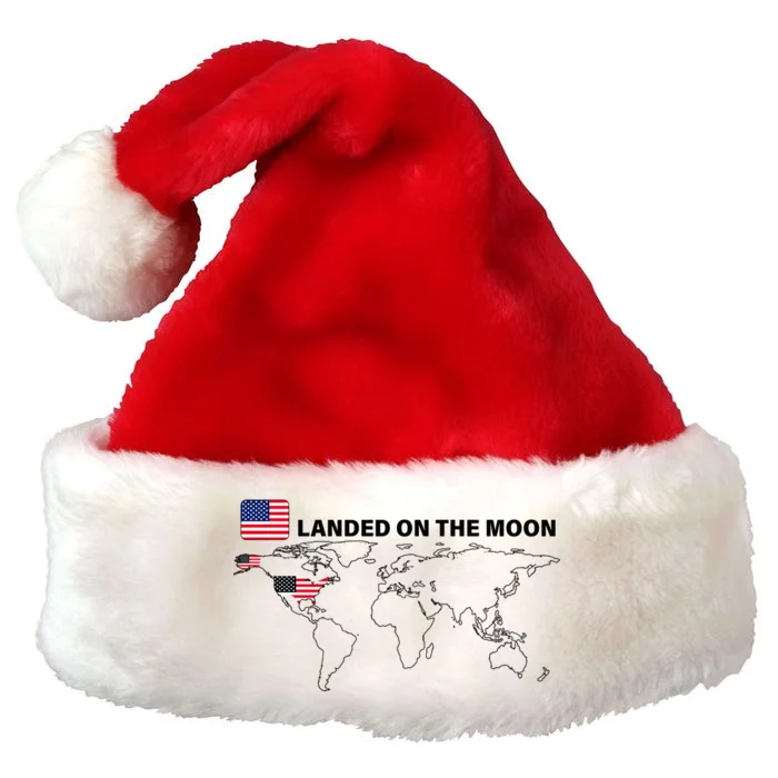 Landed On The Moon USA Map Premium Christmas Santa Hat