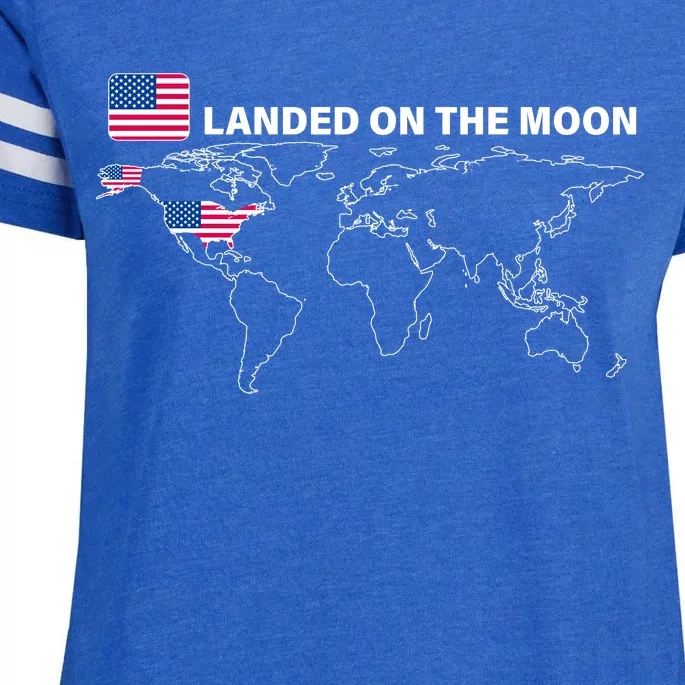 Landed On The Moon USA Map Enza Ladies Jersey Football T-Shirt