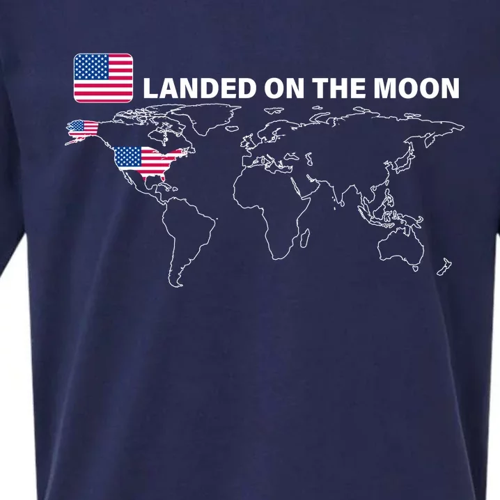 Landed On The Moon USA Map Sueded Cloud Jersey T-Shirt