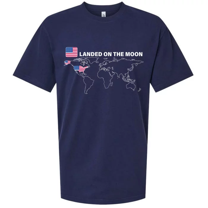 Landed On The Moon USA Map Sueded Cloud Jersey T-Shirt