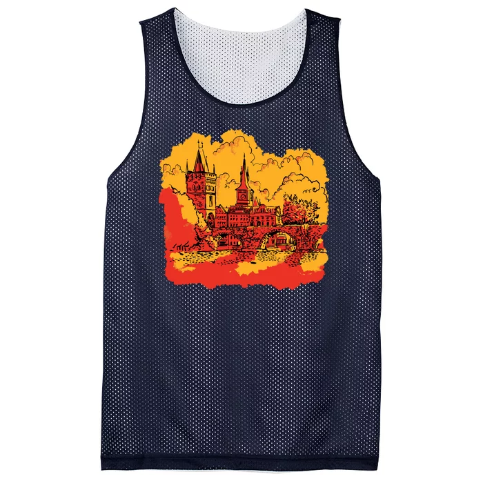 Landmark Charles Bridge Mesh Reversible Basketball Jersey Tank